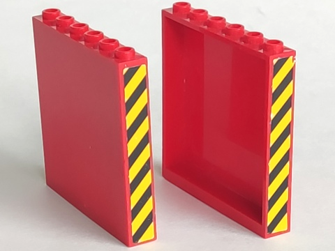 Panel 1 x 6 x 5 with Black and Yellow Danger Stripes Pattern on Both Ends (Stickers) - Sets 7992 / 7994