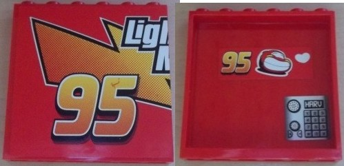 Panel 1 x 6 x 5 with 'Ligh' and '95' Outside and Telephone and '95', McQueen and Heart Inside Pattern (Stickers) - Set 8486