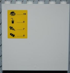 Panel 1 x 6 x 5 with Menu and Prices on Yellow Background Pattern (Sticker) - Set 4644