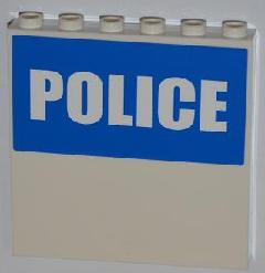 Panel 1 x 6 x 5 with White 'POLICE' on Blue Background Half Height Pattern (Sticker) - Set 7498