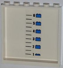 Panel 1 x 6 x 5 with Numbered Height Chart and Lego Bricks Pattern on Inside (Sticker) - Set 7498