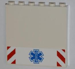 Panel 1 x 6 x 5 with Blue EMT Star of Life and Red and White Danger Stripes Pattern (Sticker) - Set 4431