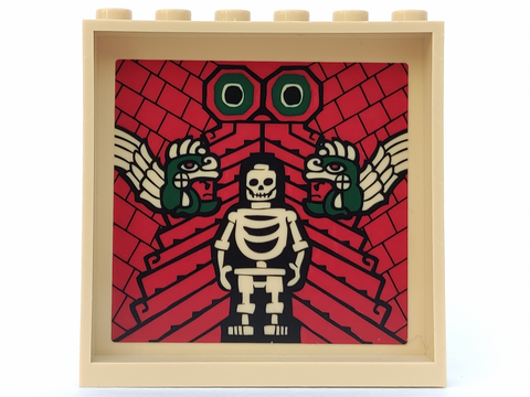 Panel 1 x 6 x 5 with Skeleton and Aztec Snakes Pattern on Inside (Sticker) - Set 7627