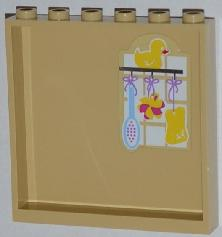 Panel 1 x 6 x 5 with Yellow Duck, Brush and Sponges Pattern on Inside (Sticker) - Set 3315