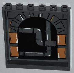 Panel 1 x 6 x 5 with Stone Arch and Pipes Pattern on Inside (Sticker) - Set 79103