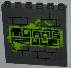 Panel 1 x 6 x 5 with Graffiti Tag 'MUTANTS RULE!' on Brick Wall Pattern (Sticker) - Set 79103
