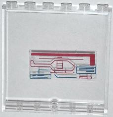 Panel 1 x 6 x 5 with Red Helicopter and Missile on Screen Pattern (Sticker) - Set 76007