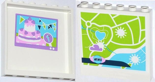 Panel 1 x 6 x 5 with Cake on TV Screen on Inside and Map and 'NEWS' on Outside Pattern (Stickers) - Set 41056
