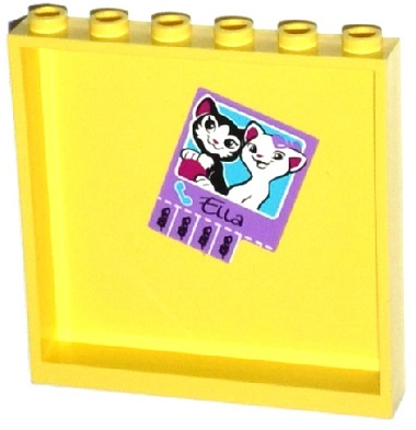 Panel 1 x 6 x 5 with Cats, 'Ella' and Phone Numbers Pattern on Inside (Sticker) - Set 41005