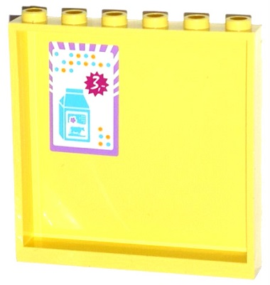 Panel 1 x 6 x 5 with Medium Azure and Orange Dots, Milk Carton and Price Pattern on Inside (Sticker) - Set 41005
