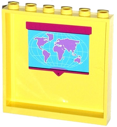 Panel 1 x 6 x 5 with World Map Pattern on Inside (Sticker) - Set 41005