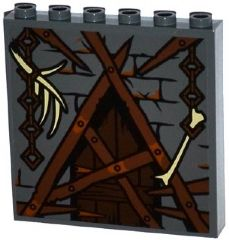 Panel 1 x 6 x 5 with Bricks, Barricaded Door and Bones on Chains Pattern (Sticker) - Set 79014