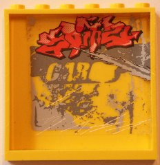 Panel 1 x 6 x 5 with Red Graffiti Pattern (Sticker) - Set 5972