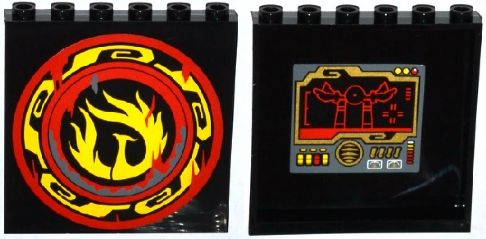Panel 1 x 6 x 5 with Control Panel and Screen on Inside and Yellow Phoenix Flames on Outside Pattern (Stickers) - Set 70750