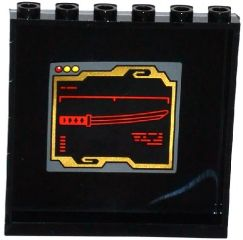 Panel 1 x 6 x 5 with Red Katana Sword on Black Screen Pattern on Inside (Sticker) - Set 70750