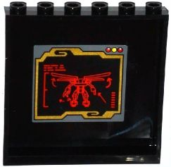 Panel 1 x 6 x 5 with Red Ninjago ElectroMech on Black Screen Pattern on Inside (Sticker) - Set 70750
