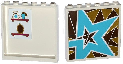 Panel 1 x 6 x 5 with Perfume Bottles and Mirror on Inside and Triangles Mosaic and Star on Outside Pattern Model Left Side (Stickers) - Set 41106