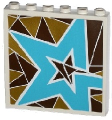 Panel 1 x 6 x 5 with Silver and Gold Triangle Mosaic and Medium Azure Star Pattern Model Right Side (Sticker) - Set 41106
