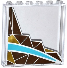 Panel 1 x 6 x 5 with Silver and Gold Triangle Mosaic and White and Medium Azure Curved Stripes Pattern Right Side (Sticker) - Set 41106