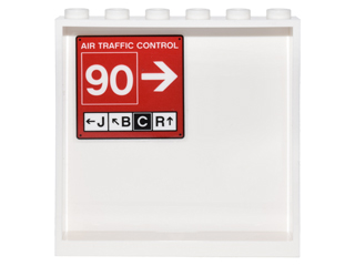 Panel 1 x 6 x 5 with Red Sign with 'AIR TRAFFIC CONTROL', '90', 'J', 'B', 'C', 'R' and Arrows Pattern on Inside (Sticker) - Set 76051