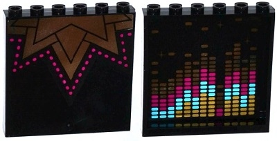 Panel 1 x 6 x 5 with Music Graph on Inside and Triangles and Magenta Dots on Outside Pattern (Stickers) - Set 41117