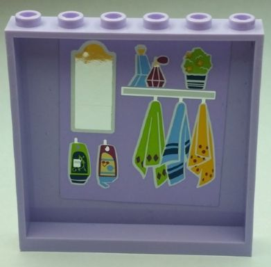 Panel 1 x 6 x 5 with Mirror, Perfume Bottles, and Hanging Towels Pattern on Inside (Sticker) - Set 41095