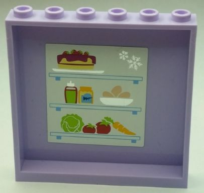 Panel 1 x 6 x 5 with Refrigerator Shelves, Food and Snowflakes Pattern on Inside (Sticker) - Set 41095