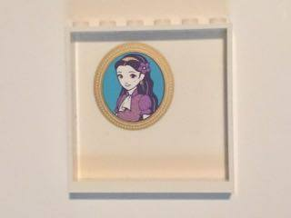 Panel 1 x 6 x 5 with Oval Gold Framed Portrait with Girl Pattern on Inside  (Sticker) - Set 41101