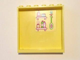 Panel 1 x 6 x 5 with Shampoo Bottles and Hanging Bath Brush on Inside Pattern (Sticker) - Set 41037