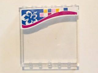 Panel 1 x 6 x 5 with White and Blue Flower and Multi-Colored Squares on Outside Pattern (Stickers) - Set 41058