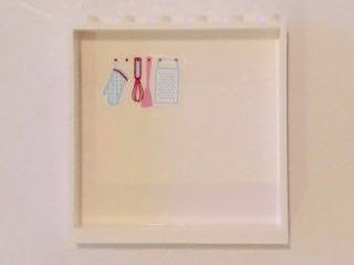 Panel 1 x 6 x 5 with Four Hanging Kitchen Utensils on White Background on Inside Pattern (Sticker) - Set 41119