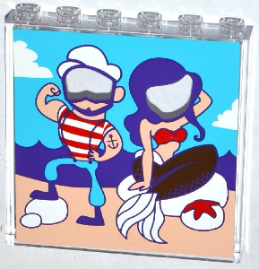 Panel 1 x 6 x 5 with Photo Prop Standee with Mermaid and Sailor Pattern (Sticker) - Set 41129