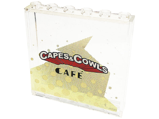 Panel 1 x 6 x 5 with 'CAPES & COWLS CAFÉ' (Cafe) and Bright Light Yellow Dots Pattern (Sticker) - Set 41231