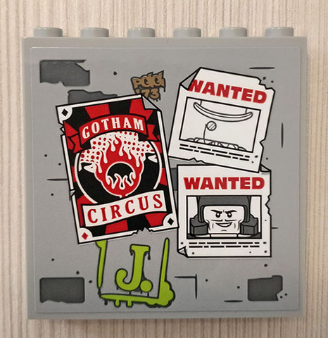 Panel 1 x 6 x 5 with Wall, 'WANTED' and 'GOTHAM CIRCUS' Pattern (Sticker) - Set 70921