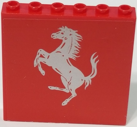 Panel 1 x 6 x 5 with Ferrari Logo, Silver Horse on Red Background Pattern (Sticker) - Set 8185