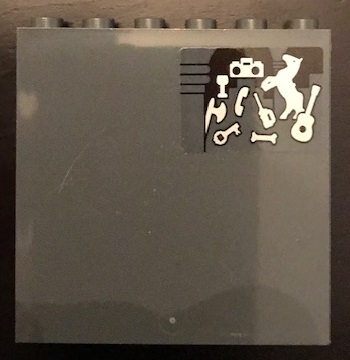 Panel 1 x 6 x 5 with Horse, Guitar, Key, Bone, Axe and Phone Pattern (Sticker) - Set 71043