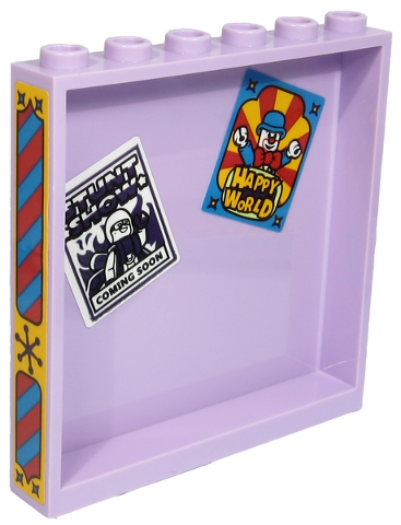 Panel 1 x 6 x 5 with 'STUNT SHOW COMING SOON' and 'HAPPY WORLD' Posters on Inside and Red and Dark Azure Stripes Pattern (Stickers) - Set 70432