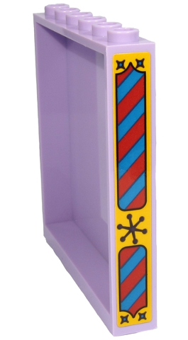 Panel 1 x 6 x 5 with Stars and Red and Dark Azure Stripes on Bright Light Orange Background Pattern (Sticker) - Set 70432