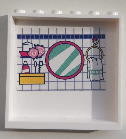Panel 1 x 6 x 5 with Mirror, Towel and Toiletries Pattern on Inside (Sticker) - Set 41314