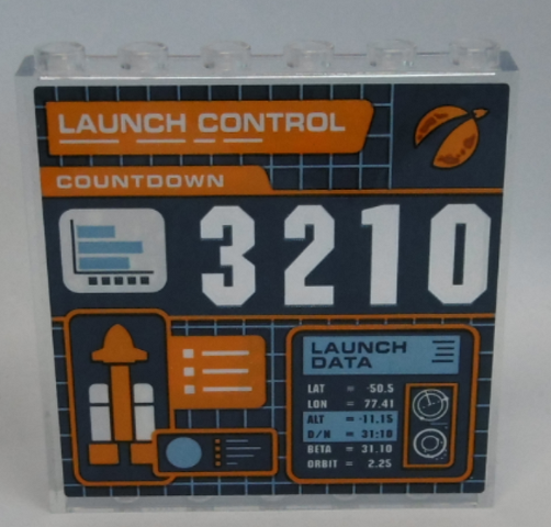 Panel 1 x 6 x 5 with 'LAUNCH CONTROL', 'COUNTDOWN', '3210', 'LAUNCH DATA' and Rocket Pattern (Sticker) - Set 60228