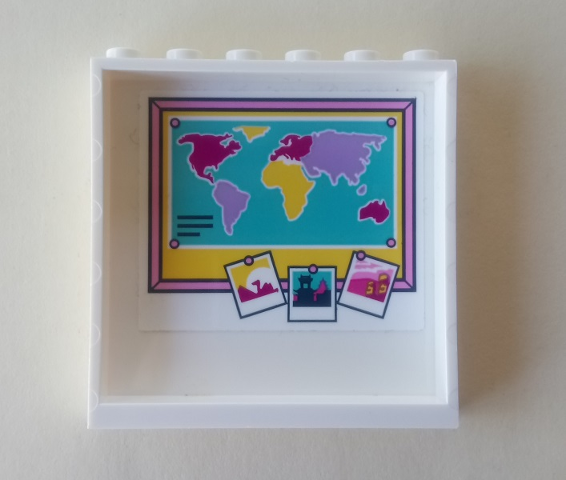 Panel 1 x 6 x 5 with World Map and Three Photos Pattern on Inside (Sticker) - Set 41314