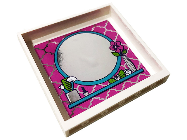 Panel 1 x 6 x 5 with Mirror, Flower in Vase, Bow and Brushes with Comb Pattern on Inside (Sticker) - Set 41391