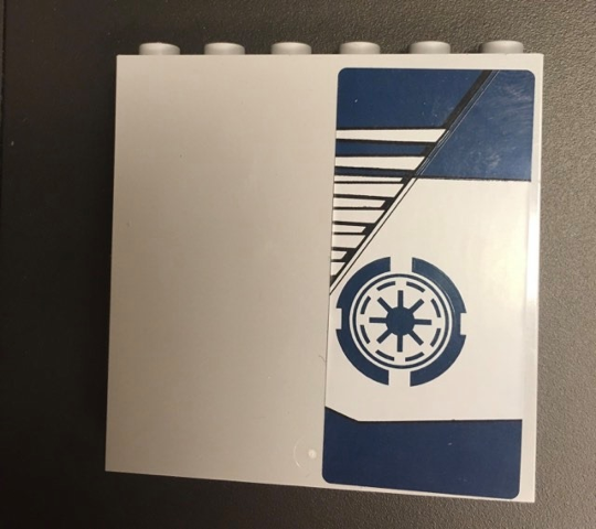 Panel 1 x 6 x 5 with Dark Blue SW Galactic Republic Logo Pattern Model Left Side (Sticker) - Set 75046