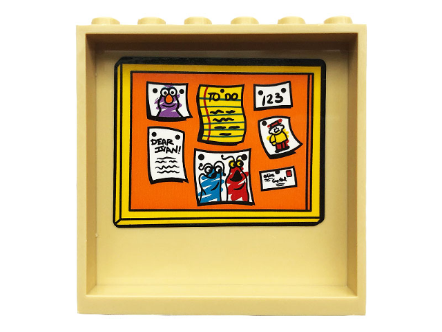 Panel 1 x 6 x 5 with Orange Bulletin Board with Pictures, '123', 'DEAR IVAN' and 'TO DO' Pattern on Inside (Sticker) - Set 21324