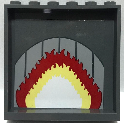 Panel 1 x 6 x 5 with Fireplace with Red, Bright Light Yellow and White Flames Pattern (Sticker) - Set 70922