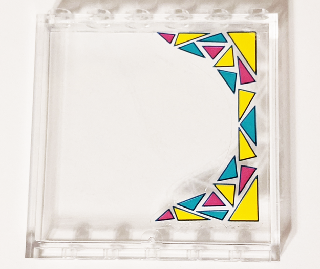 Panel 1 x 6 x 5 with Dark Turquoise, Magenta, and Bright Light Orange Triangles Pattern Model Left Side (Sticker) - Set 41344
