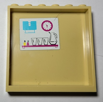 Panel 1 x 6 x 5 with Clock, Pitcher, Glasses and Paper Towel Dispenser Pattern (Sticker) - Set 41134