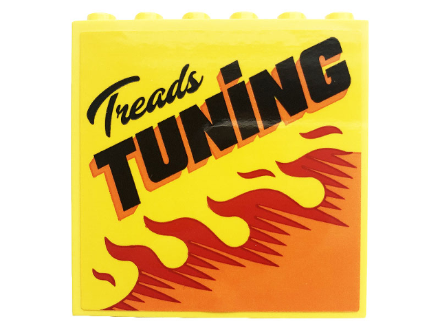 Panel 1 x 6 x 5 with 'Treads TUNING' and Flames Pattern (Sticker) - Set 60258