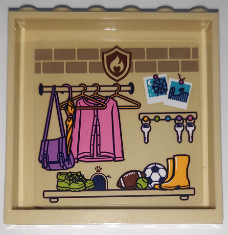 Panel 1 x 6 x 5 with Balls, Shoes, Bag, Umbrella, Hanging Clothes and Keys Pattern on Inside (Sticker) - Set 41340