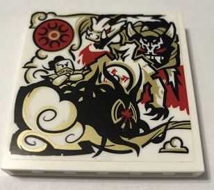 Panel 1 x 6 x 5 with Black, Gold, Red and White Dragon and Ninja Minifigure Pattern (Sticker) - Set 70670